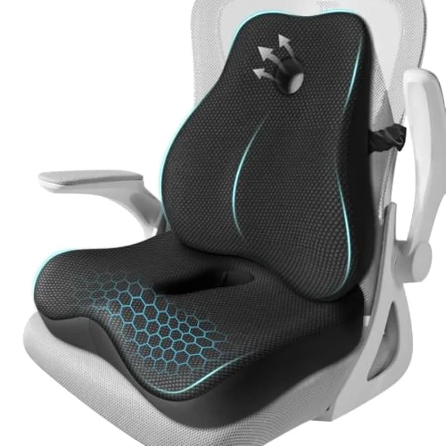 Cuscino per Seduta con Supporto Lombare per Sedia da Ufficio, Cuscino Ergonomico in Memory Foam per Coccige, Supporto Ergonomico in Rete per Schiena