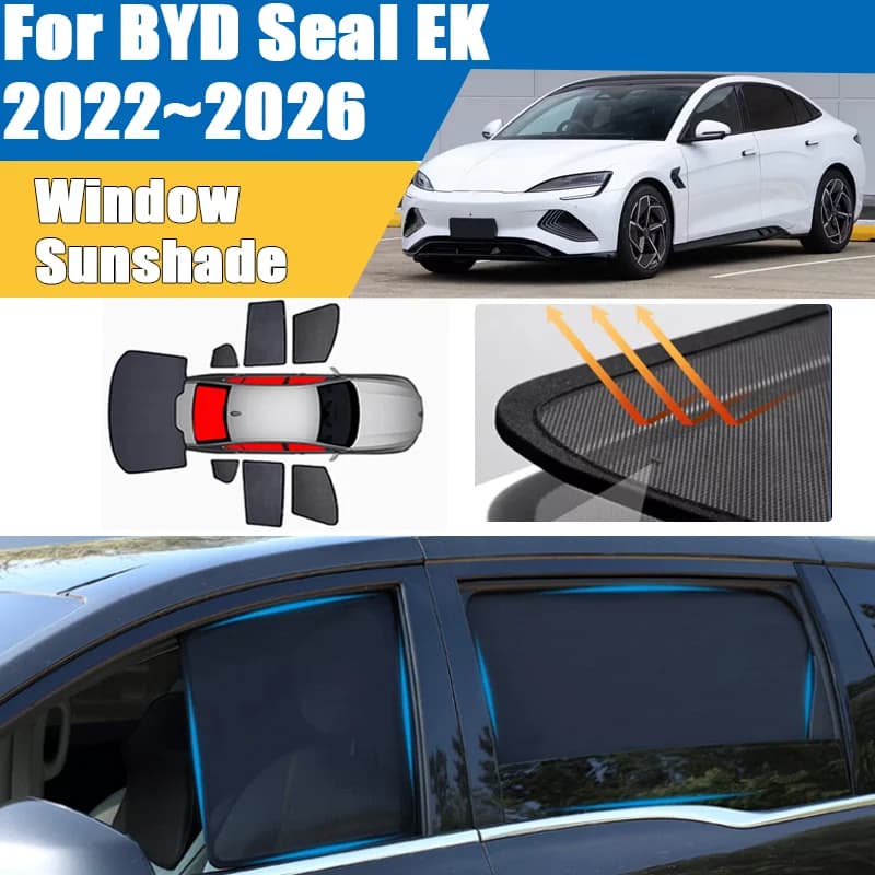 Car Sunshade For BYD Seal EK 2022 2023 2024 2025 2026 Blackout Mesh Heat Insulation Windshield Frame Curtain Auto Accessories
