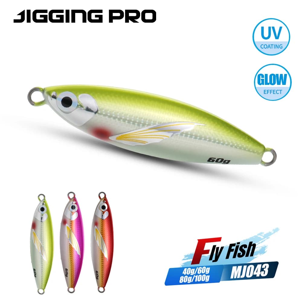 JIGGING PRO Esca Artificiale per Pesca in Mare, Jig in Metallo per Slow Jigging, 40g 60g 80g 100g, Luminoso con Peso Posteriore, Attrezzatura da Pesca