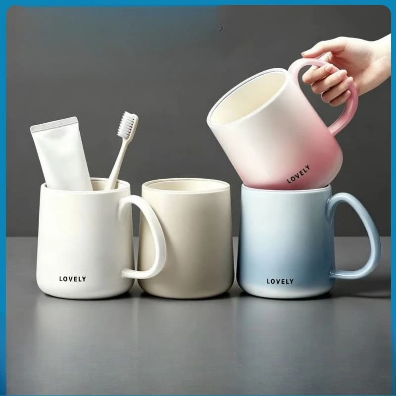 Gradient Mouthwash Cup Set for Couples, Thickened Anti-Mold Toothbrush Holder, High Heat Resistant, Minimalist Aesthetic Design