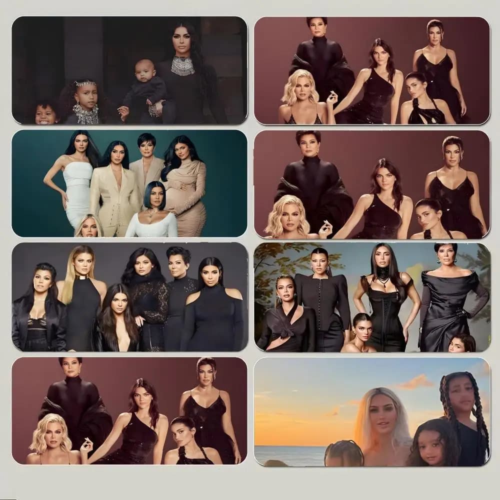 Tappetino per mouse K-Kim Kardashian Family, grande tappetino per mouse da gioco con bordo cucito spesso e antiscivolo