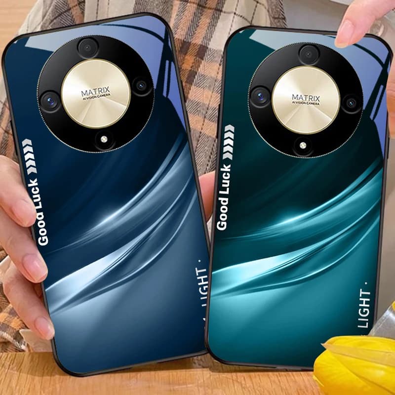 Gradient soft green For Honor 50 70 30 90 200 X5 X5b Plus X6 X8 4G 9 X9c Smart 30 Max Magic 4 5 Pro 7 Lite glass phone case