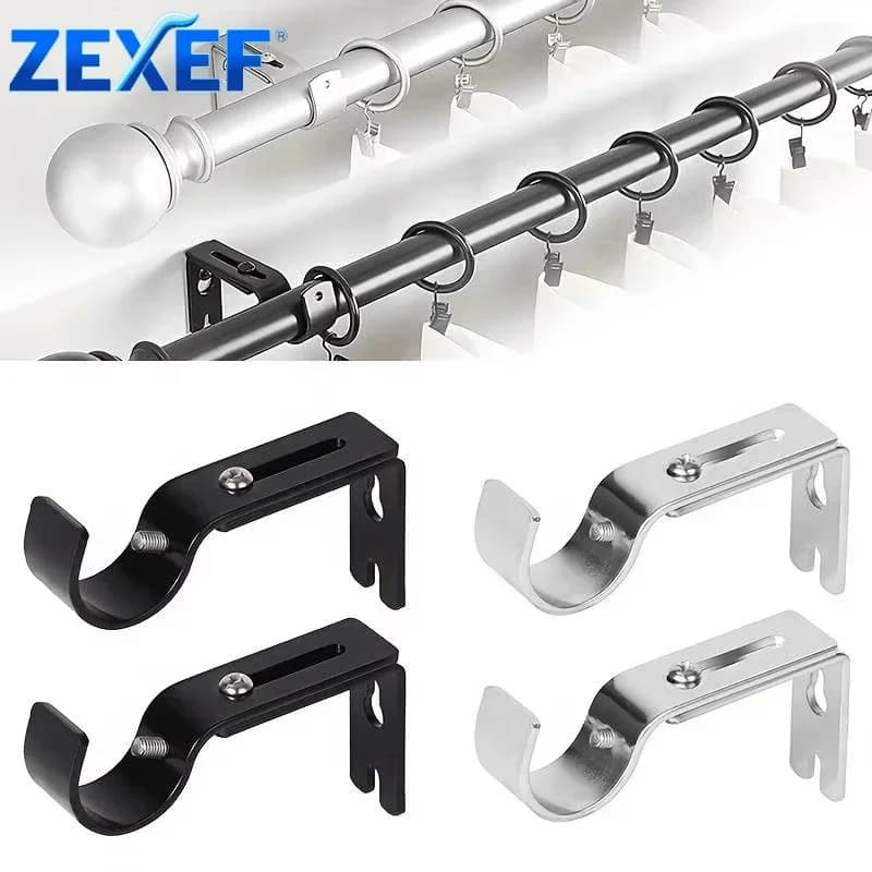Home 2-4pcs Extendable Durable Bars Curtain Bracket Muta Ball With Screw Portable Wall-mounted Rod Support Hook Bedroom