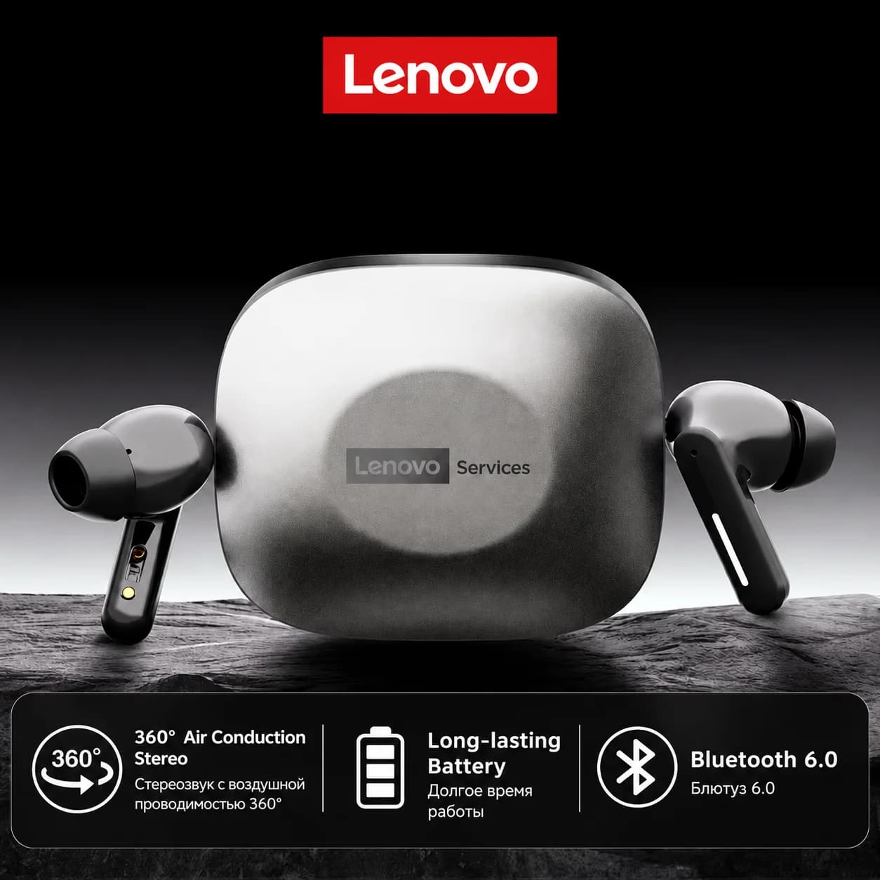 New Lenovo LE209 wireless Bluetooth earphones with ANC noise reduction, Bluetooth HiFi headphones for music, 30 hour battery life gaming headphones