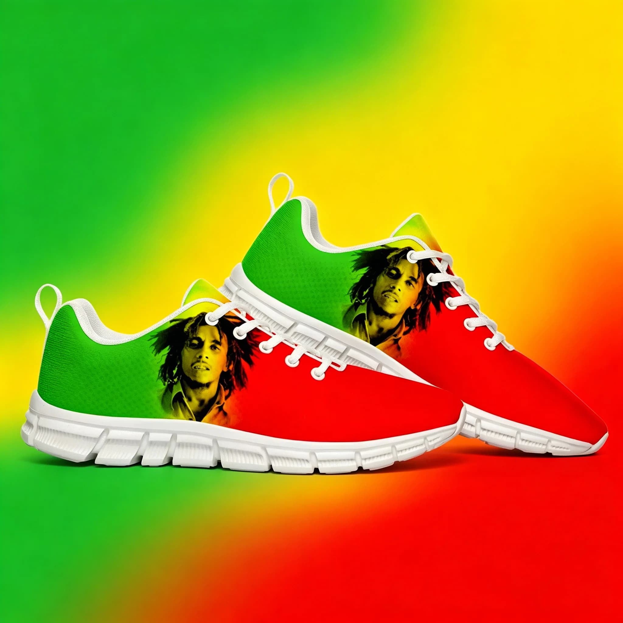 Scarpe vintage Bob Marley senza calzini, stampa artistica reggae personalizzata, leggere, antiscivolo, unisex, per tutte le stagioni
