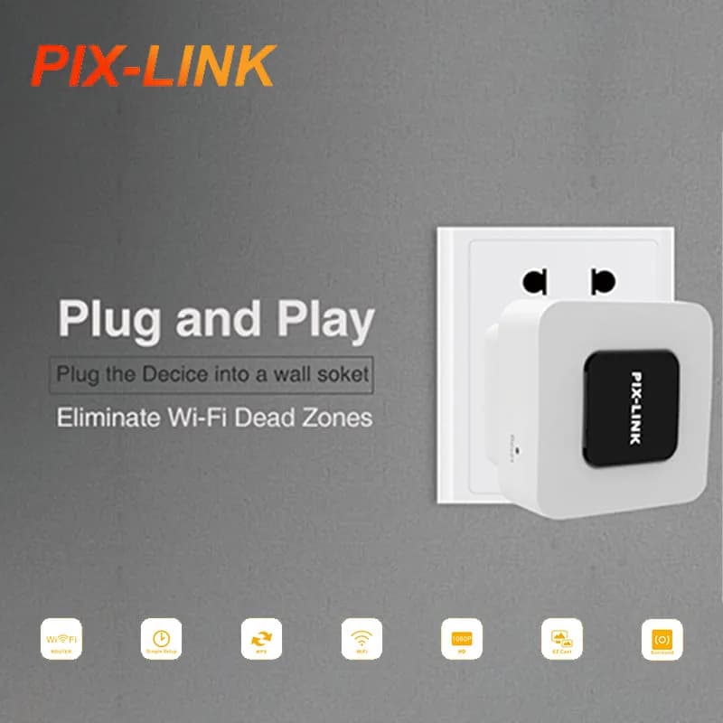 PIX-LINK Ripetitore WiFi 300Mbps con Dongle HDMI, Amplificatore di Segnale Wireless 2.4GHz, Modalità AP, Facile Configurazione per Casa/TV/Proiettore
