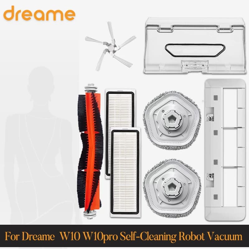 Per Dreame W10 W10pro Accessori per aspirapolvere robot autopulenti Spazzola principale, spazzola laterale, filtro, sacchetto per la polvere, filtro Hepa