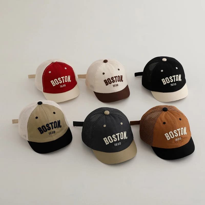 Cappellino da baseball estivo in rete per neonati, con lettere, alla moda, patchwork, con visiera a becco d'anatra, per bambini 6-36 mesi, maschietti e femminucce, parasole per neonati e bambini piccoli