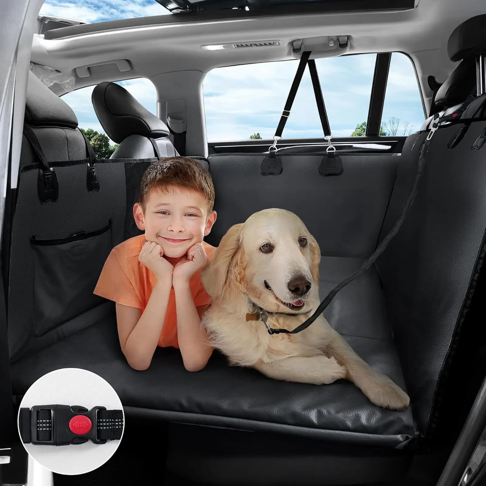 Coprisedile per Cani da Auto per Sedile Posteriore Impermeabile Tappetino Protettivo Universale Antiscivolo per Trasporto Sicuro di Cani Durante le Gite