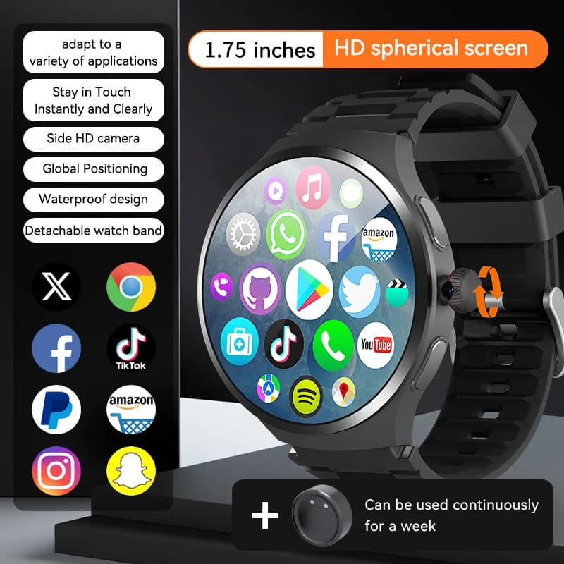 2025 NUOVO VP50 Smartwatch 4g/5g Scheda SIM Sistema Android 10.0 180 ° Estraibile la fotocamera GPS WIFI Riproduci il gioco Whatsapp Tiktok Smart Watch