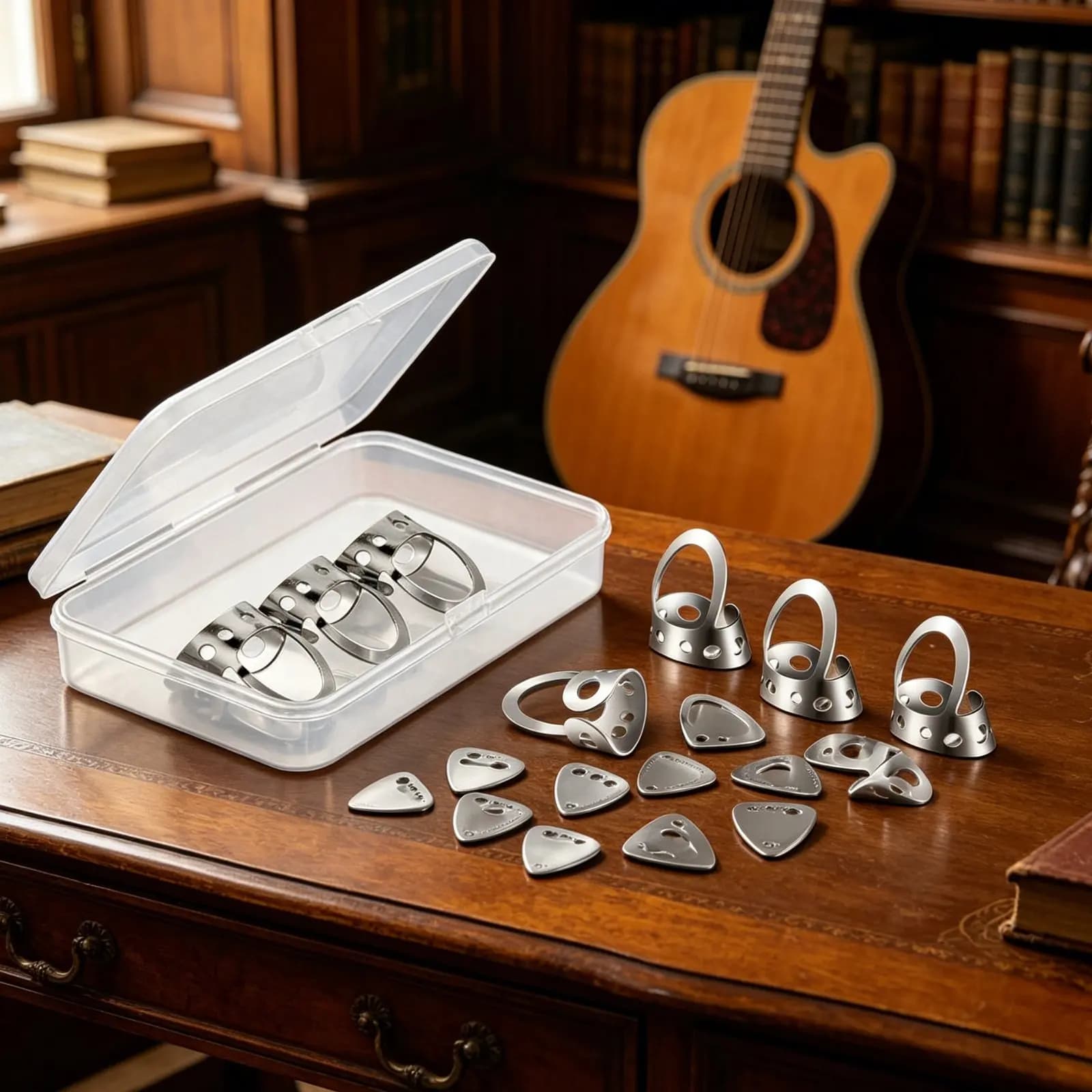12 Pieces Banjo Finger Picks Storage Box Banjo Finger Pick Music Accessory Improves Sound for Performance