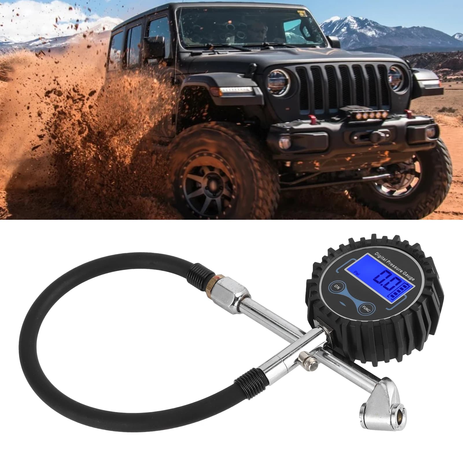 3‑200PSI Tire Inflator Digital Pressure Gauge LCD Display for Car Motorcycle Trucks Air Inflator Pressure Tester