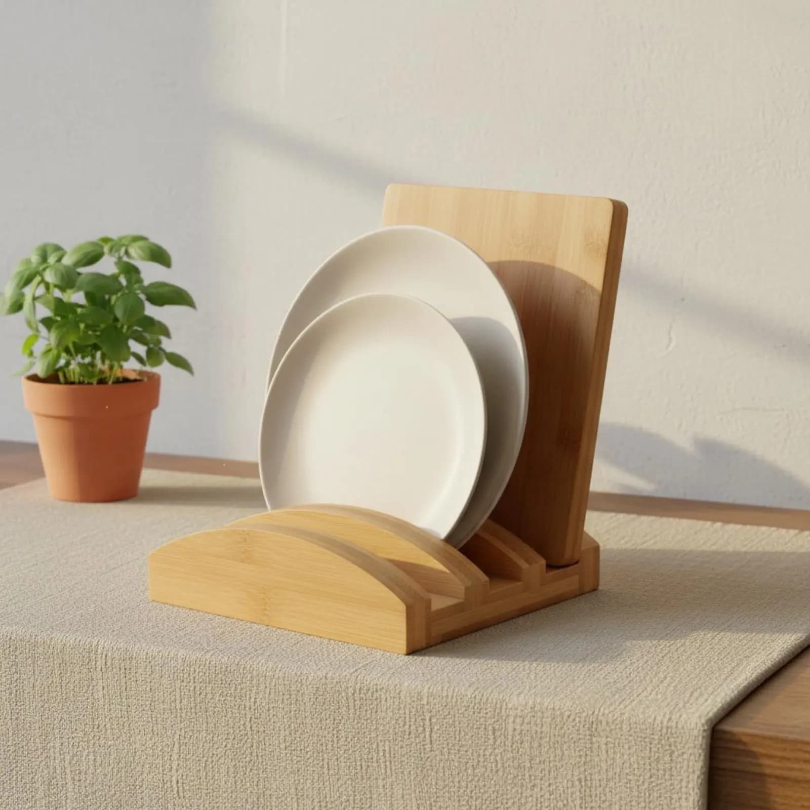 Bamboo Cutting Board Holder Multi-Functional Slotted Kitchen Stand Household Storage Minimalist Design for Countertop
