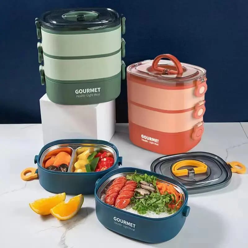 2000ML Isolamento Lunch Box Portatile 3 Strati Studente Bento Box A Tenuta Microonde Contenitore di Cibo Scuola Viaggi Ufficio Picnic