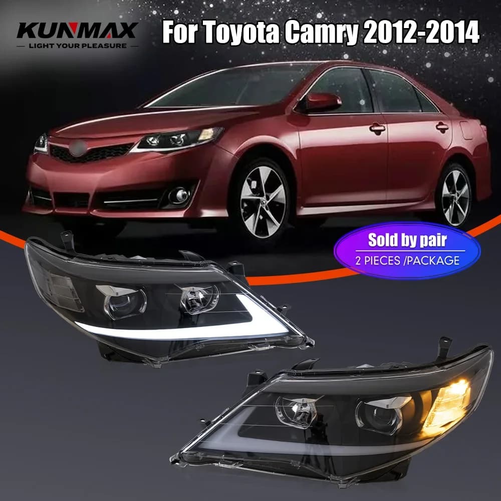 Pair of LED car headlights for Toyota Camry 2012-2014 Front Lamp DRL Headlights Plug and Play
