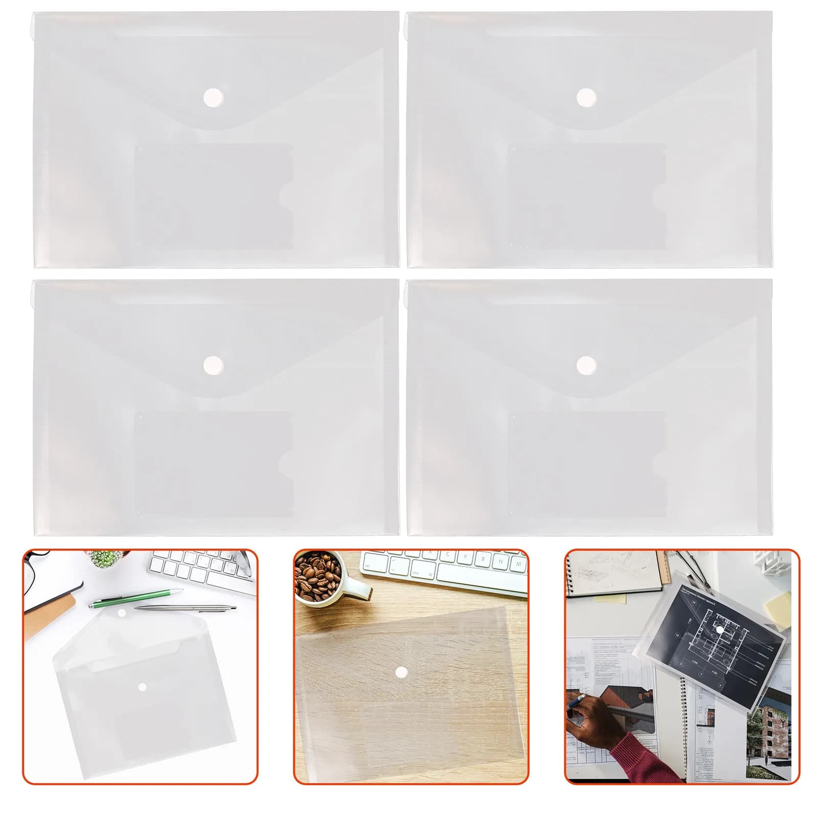 12 Pezzi Organizzatore Documenti Trasparente Formato A5 in Plastica PP Premium con Bottone a Scatto per Ricevute, Fatture, Buoni, Biglietti