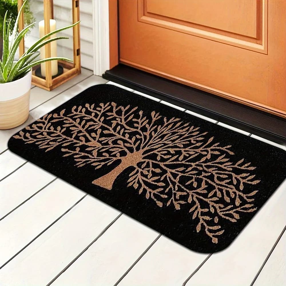Zerbino di benvenuto dell'albero della vita da 1 pezzo, tappetino in poliestere, decorazione del portico di casa, pavimento per ingresso interno ed esterno, tappetino per ingresso