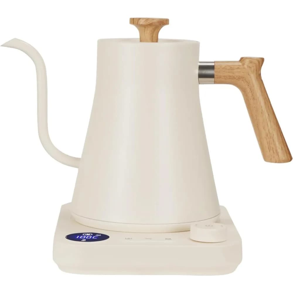 Opaque Collo d'Oca Electric Kettle with 1200W 0.9L Variable Temperature in Stainless Steel