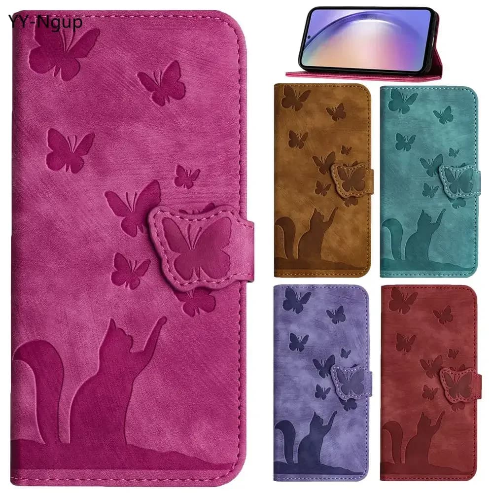 Custodia a portafoglio 3D Cat per Coque iPhone 17 15 14 13 12 11 16 Pro Max X XR 7 8 Plus SE 16E Custodie Cover posteriore per telefono in pelle da donna