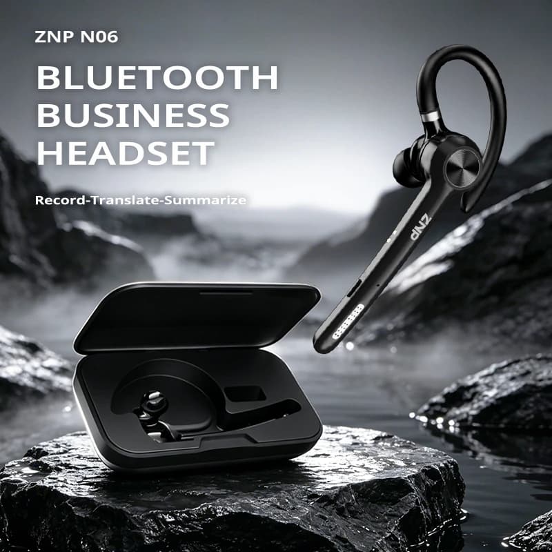 ZNP N06 Wireless Translation Earbuds AI Meeting Assistant Audio Transcription Business Ear-hook Headset Bluetooth Earphones
