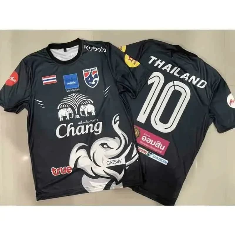 High-quality Thai-style war elephant print T-shirt, crew neck running shirt, quick-dry fabric, new sports fan edition