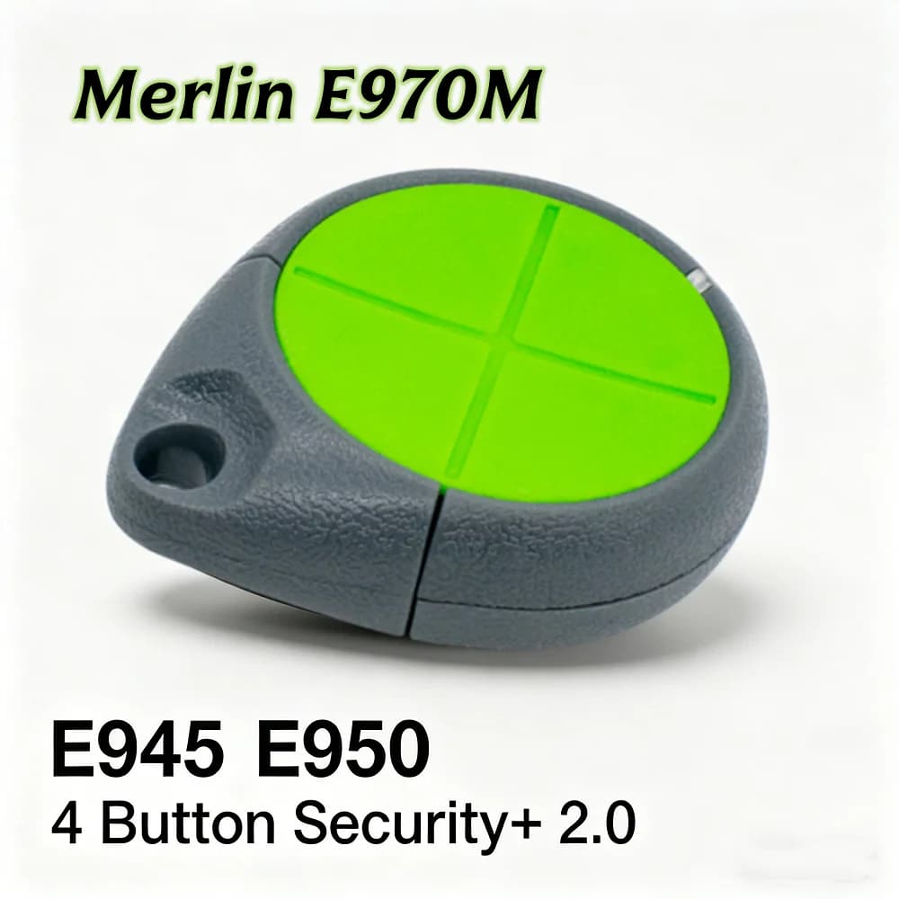 Telecomando per Porta del Garage Merlin E970M, 4 Pulsanti, Sicurezza+ 2.0, 433.92MHZ, Codice Rolling, Compatibile con Apriporta E945 E950