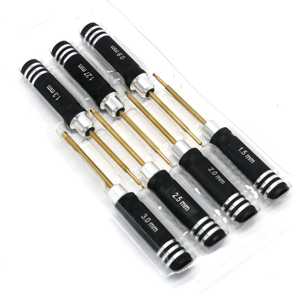 7pcs placcatura in titanio Mini cacciavite esagonale di precisione Set di strumenti Driver a brugola per RC elicottero Drone strumenti di riparazione del modello di aeromobile