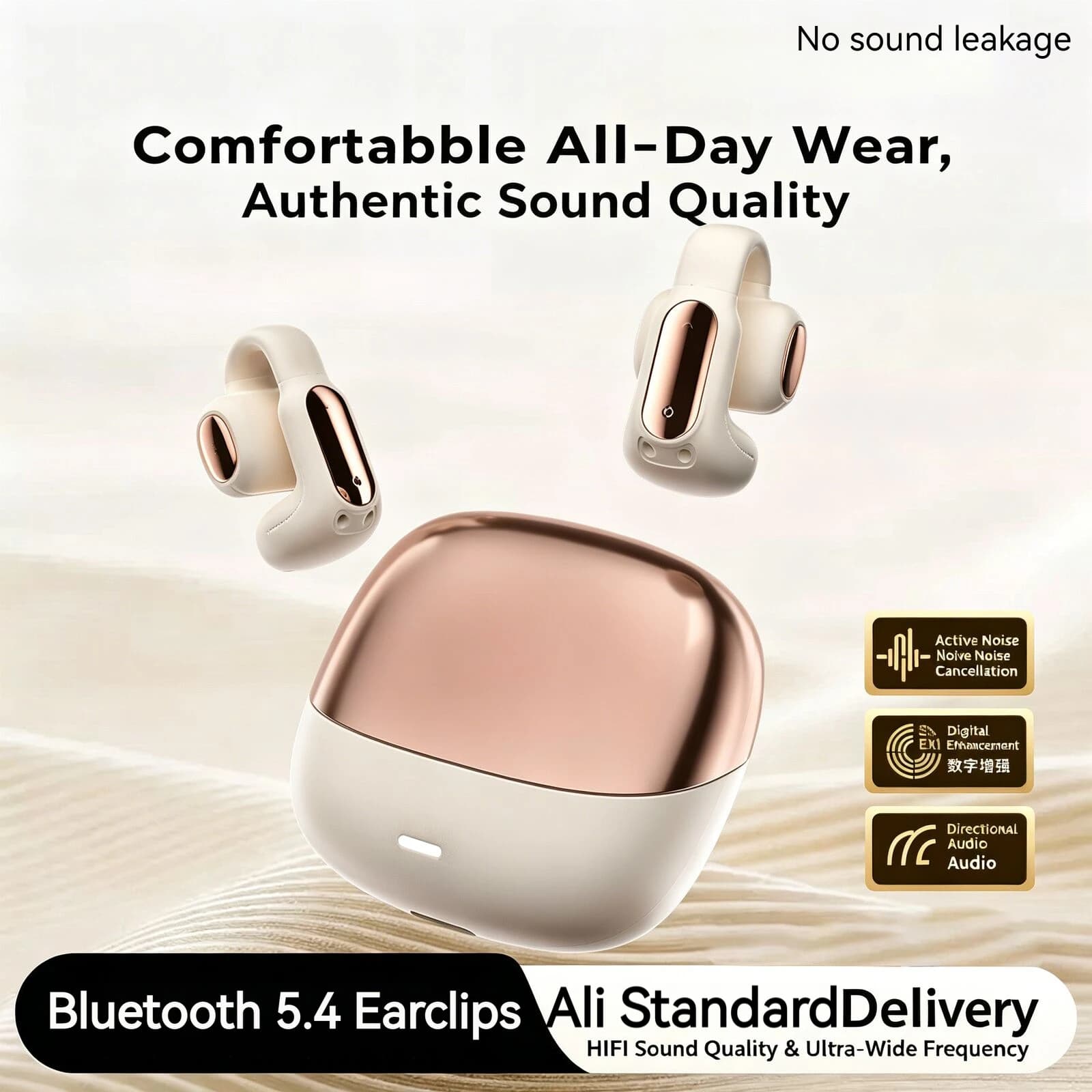 Clip-On Bluetooth 5.4 Headphones Wireless Comfortable Painless Wearing Non-In-Ear Open Dual Mic Noise Cancellation HIFI Earbuds
