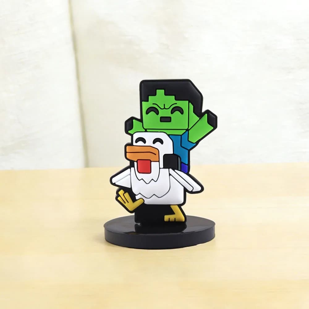 Simpatico Statuetta in Silicone a Forma di Pollo Zombie Jockey-Pixel, Ornamento Ispirato al Gioco Sandbox, Accessorio Divertente per Videogiochi, Regalo per Gamer