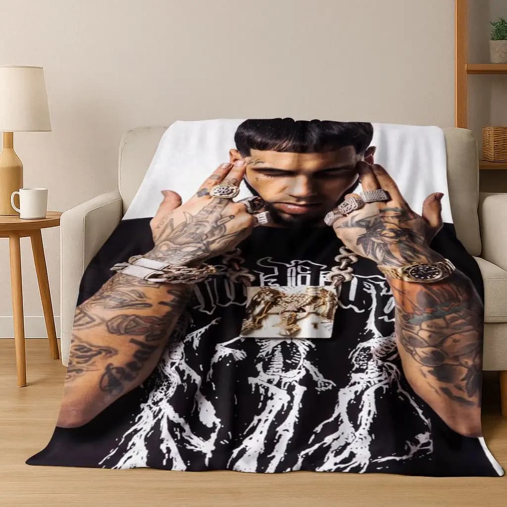 26 Style Anuel AA Hip Hop Rapper Singer Flannel Blanket,Warm and Cozy Soft Throw Blanket for Home Bedroom Bed Sofa Cover Kid