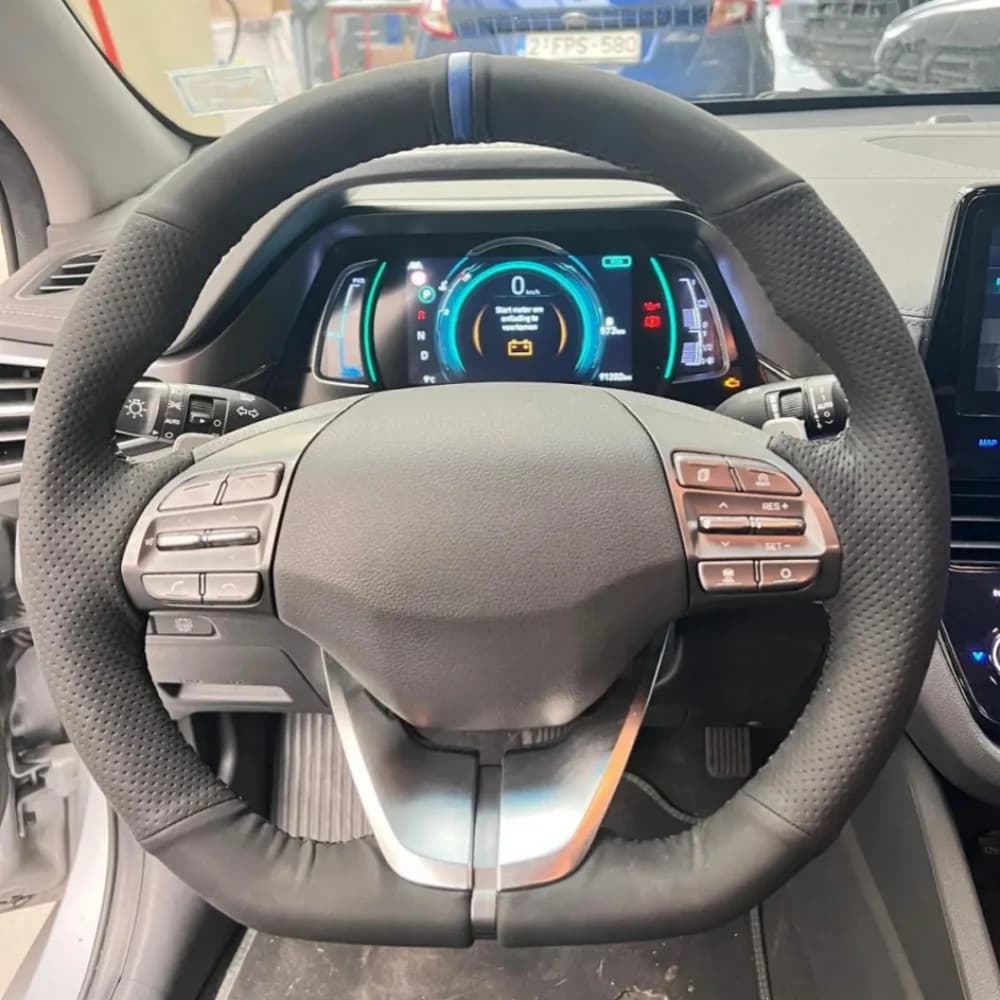 Custom black microfiber leather cover for Hyundai Ioniq 2016-2019 and Elantra 2017-2019