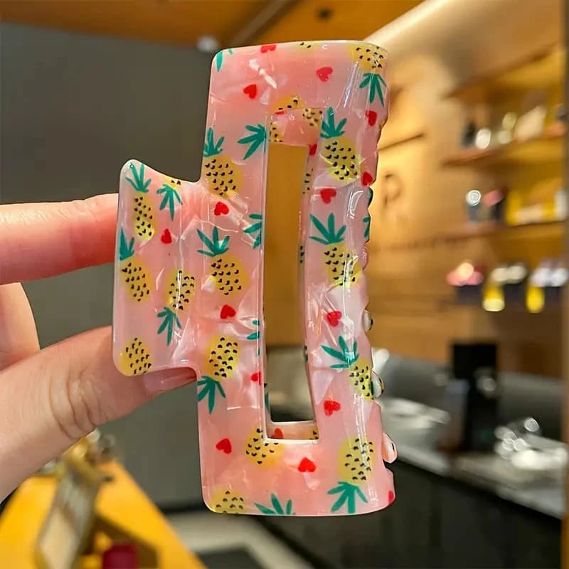 1pc elegant large hair clip for cute woman fresh print hair clamp for thick hair shark hair stick accessory for hair for casual updo