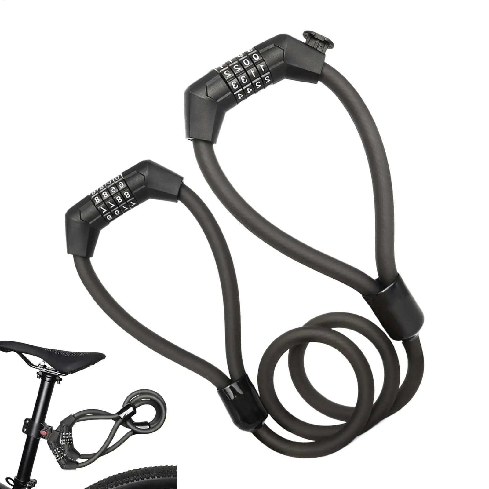 Bicycle Double lock head cable lock Anti-Theft 4-Digit Combination Cable bike Lock Heavy Duty Scooter Security locks for cycling