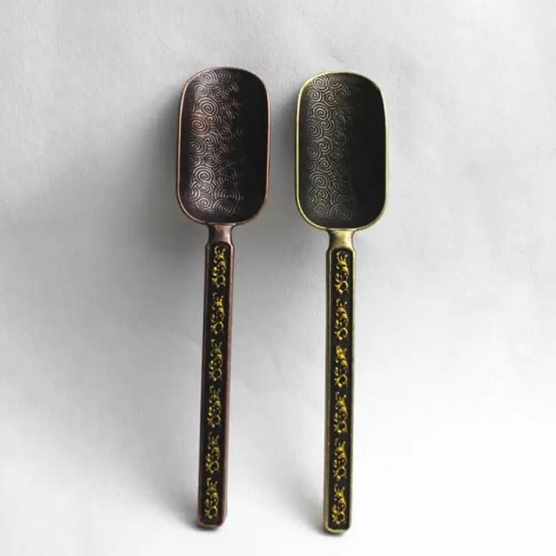 Metal Measuring Shovel Spoon Vintage Loose Leaf Tea Scoop Alloy Retro Coffee Bean Scooper Long Handle Teaspoon for Kitchen Sugar