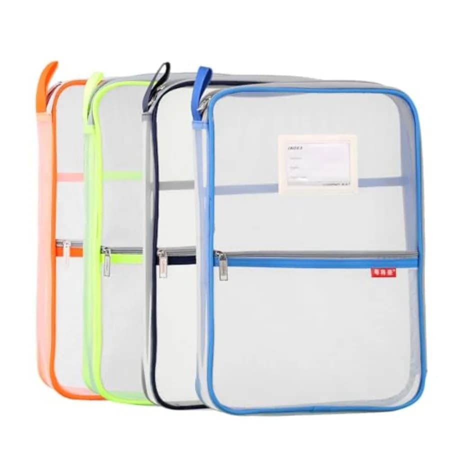 Busta con cerniera in rete, cartelle per documenti in nylon leggero e trasparente, formato A4, organizer per documenti multistrato, accessori per la conservazione dei documenti