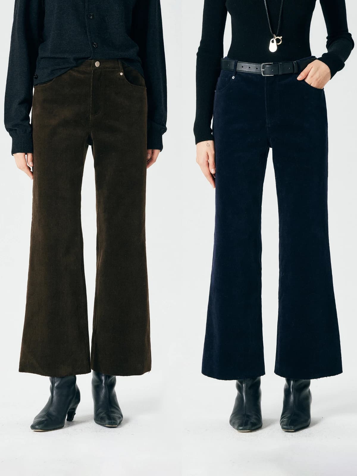 Jeans a Zampa in Velluto Thoransaura da Donna, Pantaloni Casual Elasticizzati Felpati, Jeans Slimming a Nove Punti con Vita Naturale e Bottoni