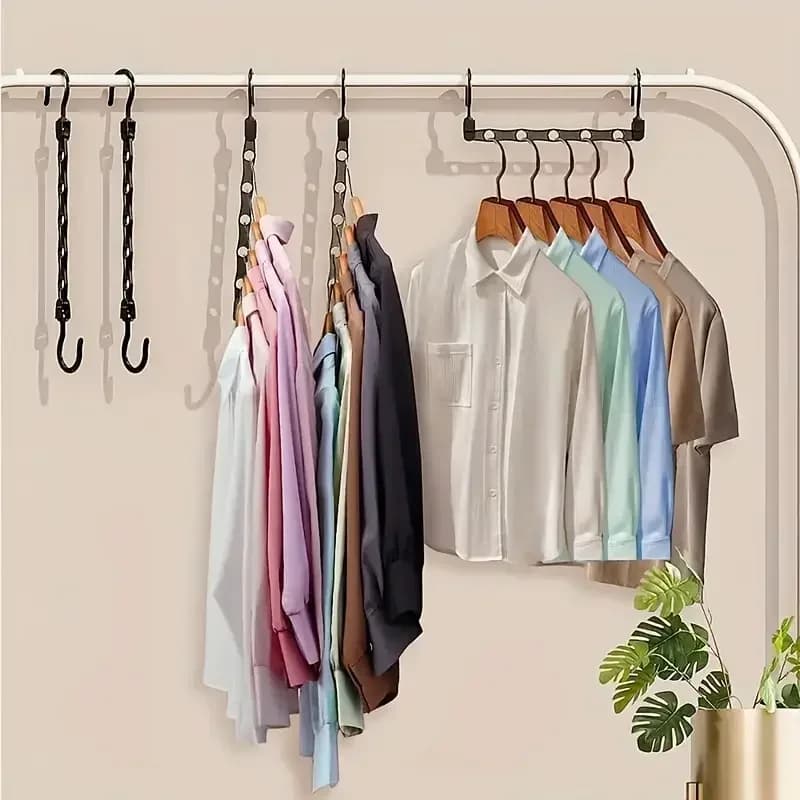 Space Saving Clothes Hanger Chain Multi Hole Magic Clothing Organizer Strap Closet Cascading Garment Hook Plastic Wardrobe