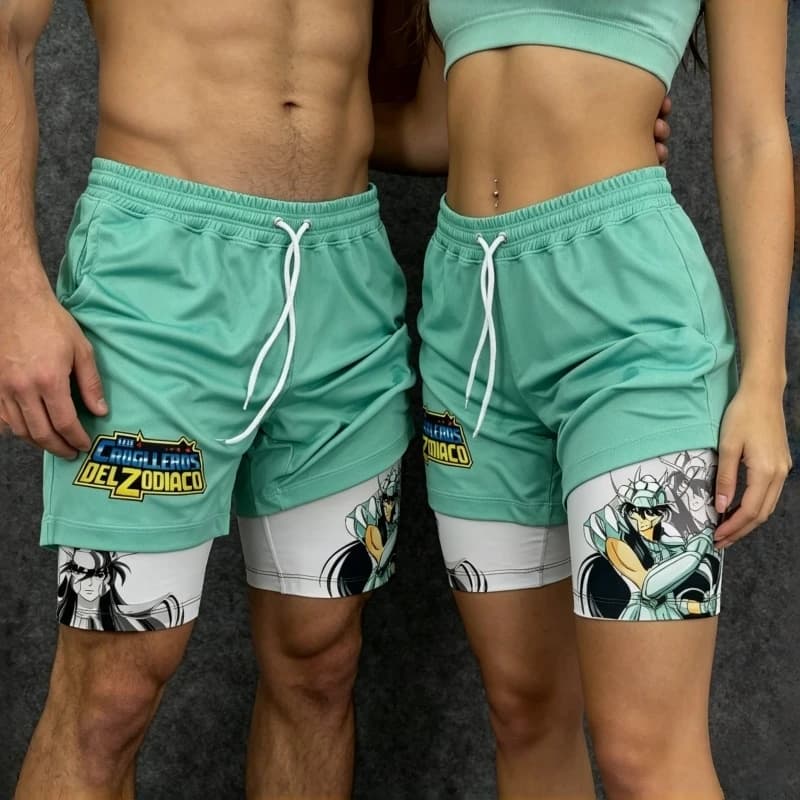 Evangelion EVA 2-in-1 Men's activities, 3D Print Anime, Breathable, Sporty, EVA-01, Casual, Streetwear, for Gym and Running