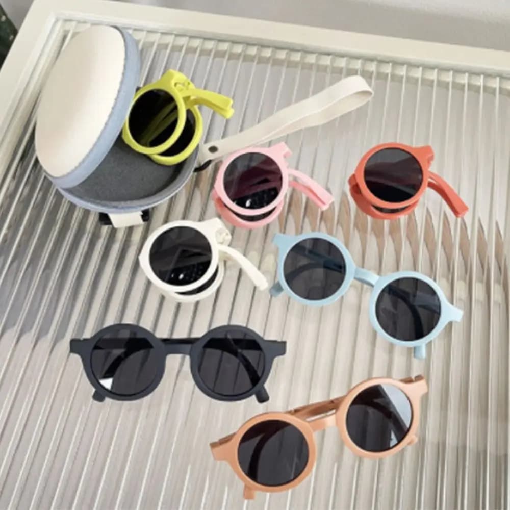 Candy Colored Children's Sunglasses Foldable Design Round Frame Stylish Sunglasses Stylish Design Sun Protection