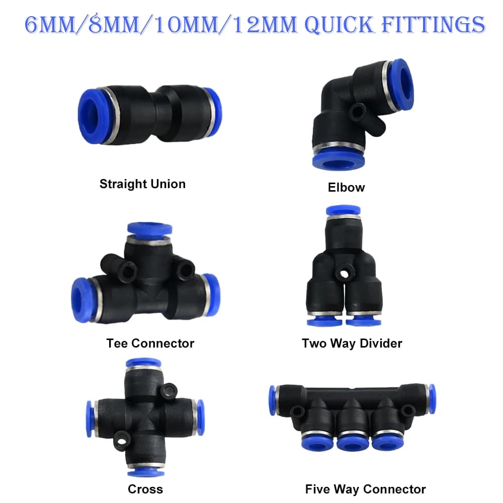 10 pz Raccordo Rapido Push to Connector Aria Pneumatica per Giardino Spruzzatore Acqua Sistema di Nebulizzazione Tubo di Irrigazione 6mm 8mm 10mm 12mm