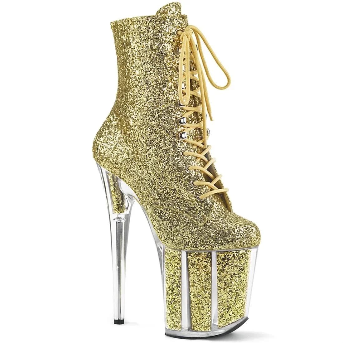 Stivali da donna alla caviglia con plateau e tacco alto 20 cm, neri, con lacci, per pole dance, moda, sexy, da festa, stile cavaliere, primavera autunno