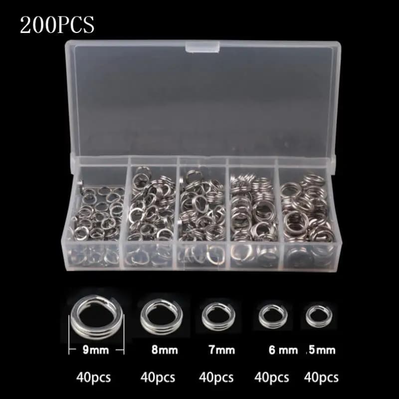 New-200Pcs Stainless Steel Fishing Split Rings High Strength Large Tensile Force Lure Connector Loop Set 200PCS For Tackle Box