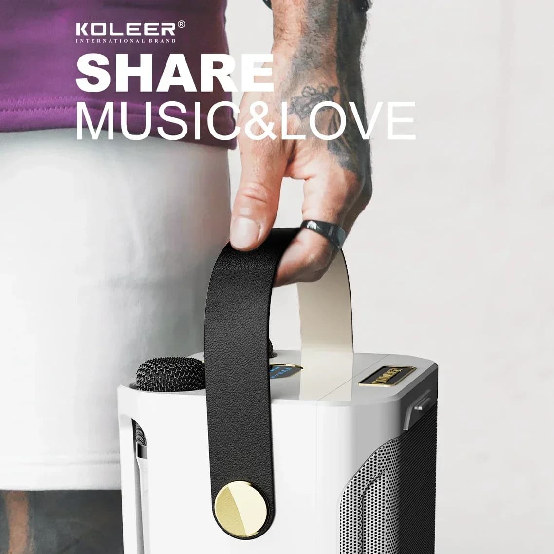 Microfono wireless S882, Karaoke in stile familiare, Karaoke ad alta potenza, Altoparlante Bluetooth, Suono surround stereo portatile a 360°