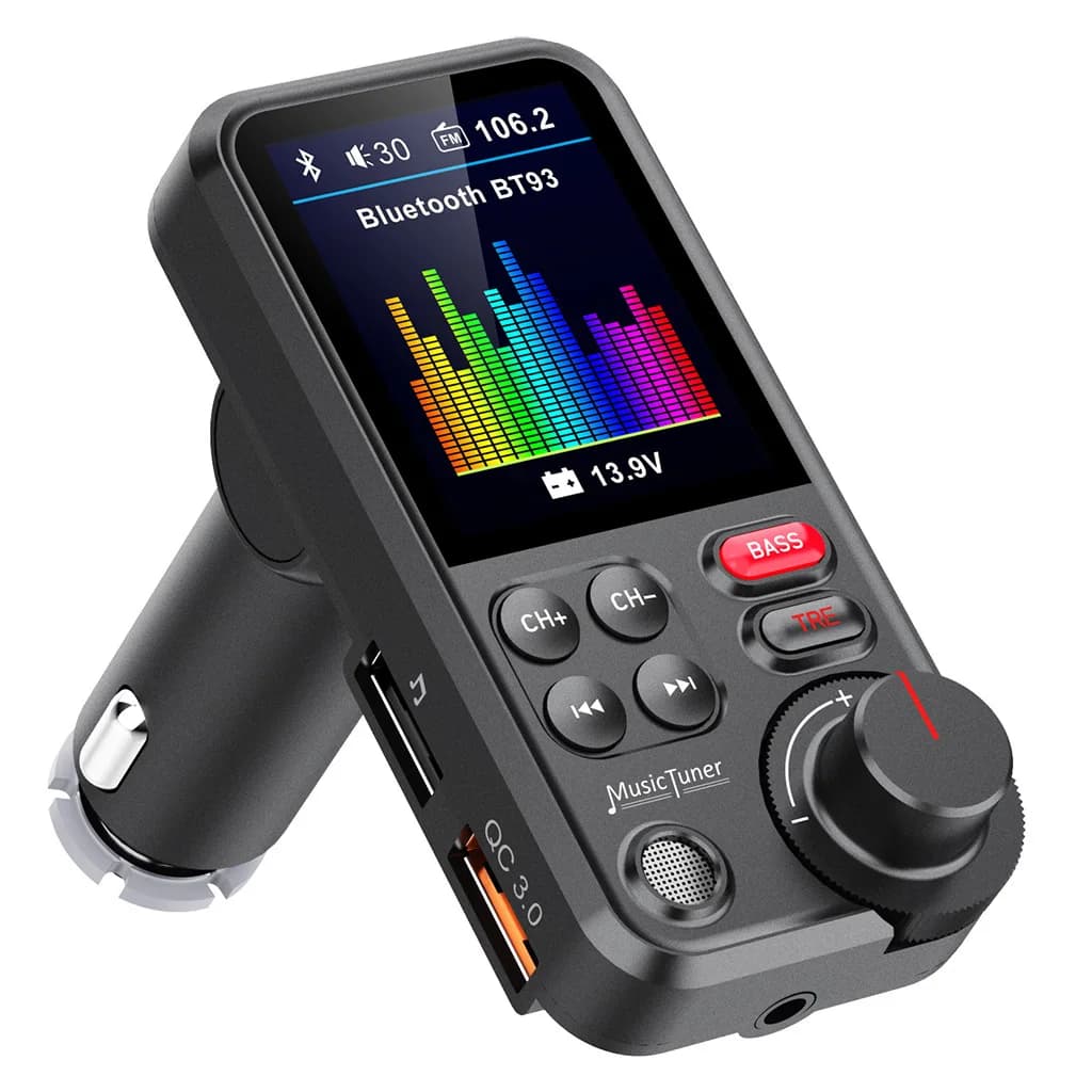 Trasmettitore FM per Auto, Lettore MP3, Unità USB, Equalizzatore HIFI Senza Perdita di Qualità per Alte e Basse Frequenze, Musica Bluetooth per Auto