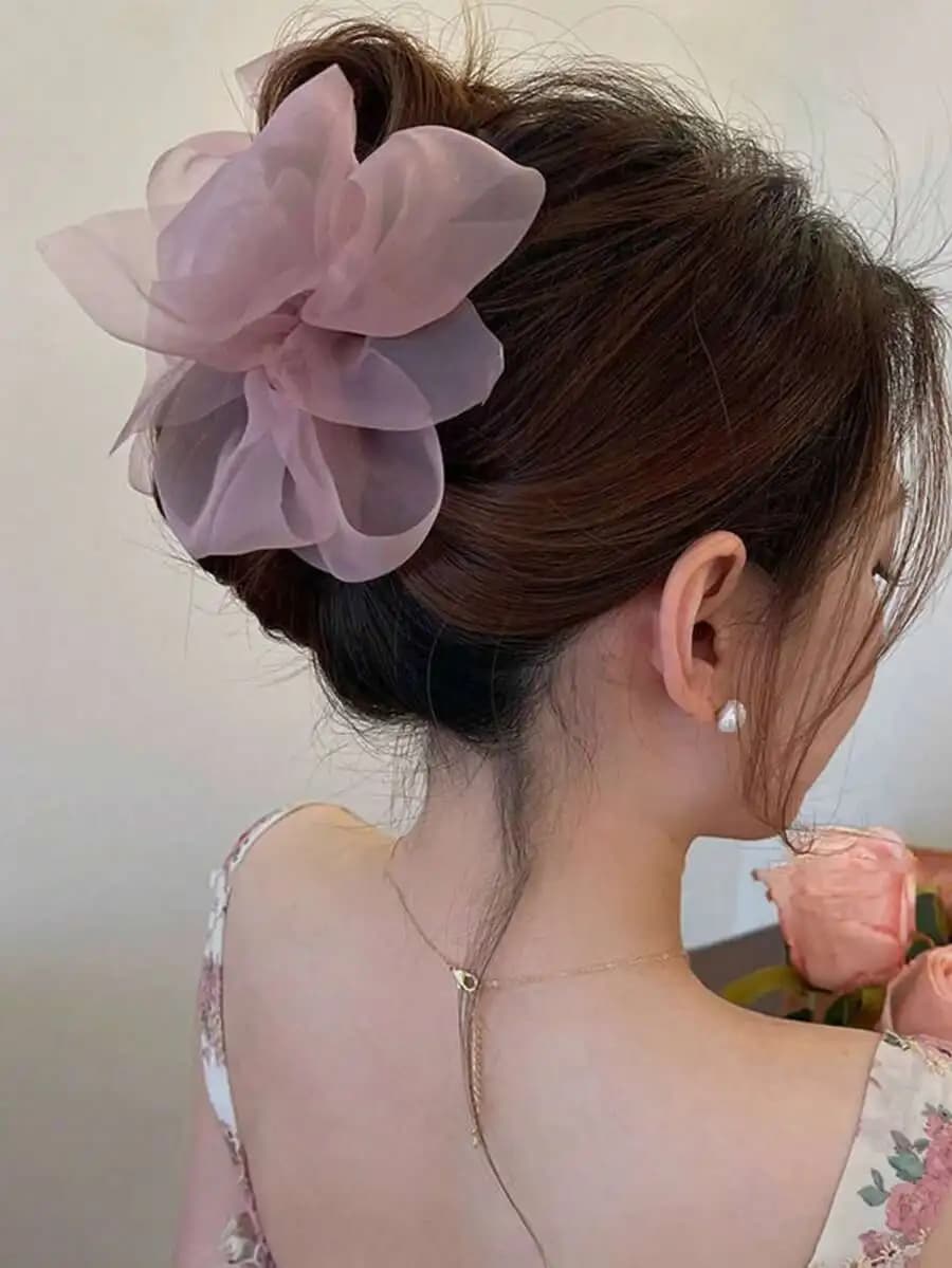 Fermaglio per capelli con fiocco in tulle per donna, accessorio moda, fermaglio per capelli, outfit estivo autunnale