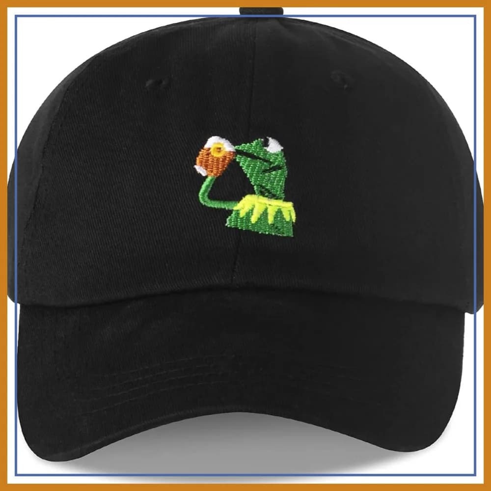 Cappellino da baseball ricamato con Kermit il Rana - Cappello divertente regolabile per uomo e donna