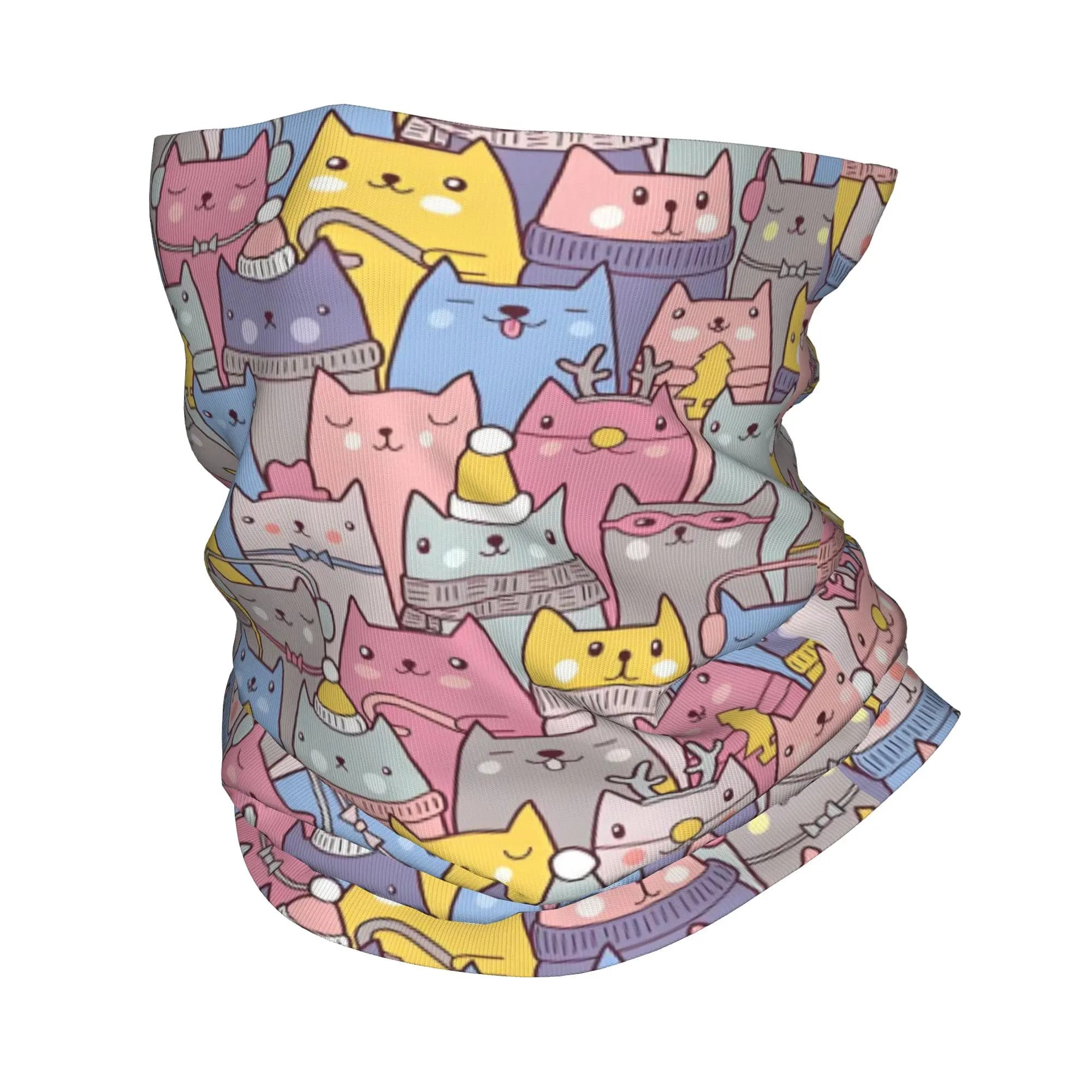 Custom Cat Neck Gaiter Women Men UV Face Shield Winter Colorful Print Bandana Scarf for Cycling