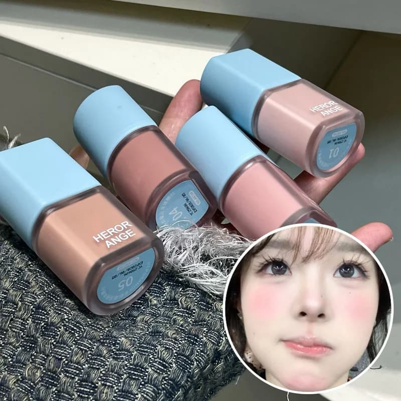 Herorange Blush Liquido Setoso Leggero Opaco Facile da Sfumare Senza Grumi Colore Duraturo per Uso Quotidiano Appuntamenti Servizi Fotografici Regalo