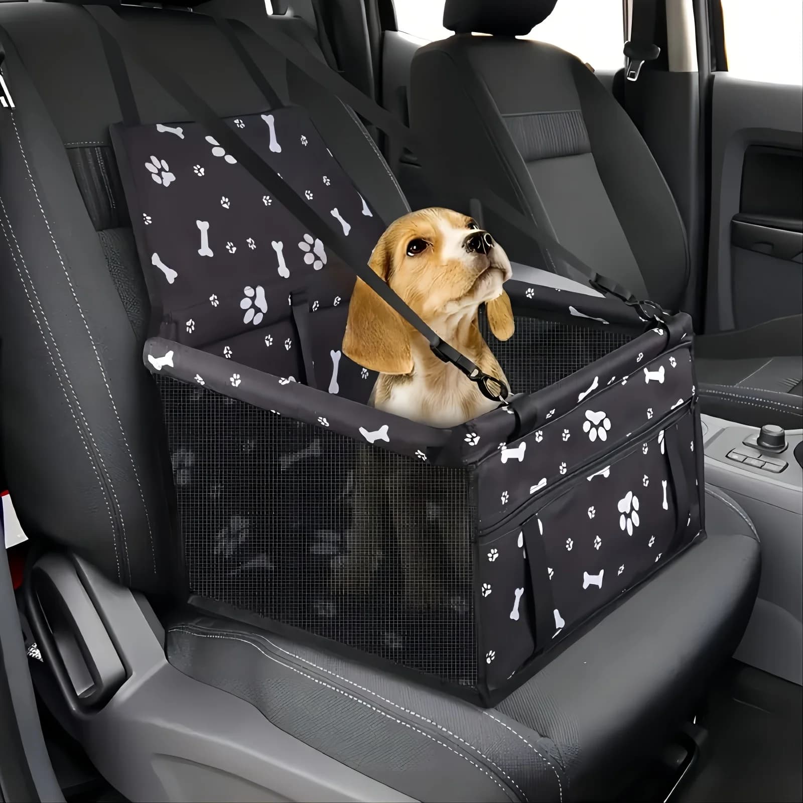 Sedile rialzato per auto rinforzato per animali domestici per cani e gatti Borsa portatile e traspirante con cintura di sicurezza Trasportino per cani Sicurezza stabile per l'aspetto da viaggio