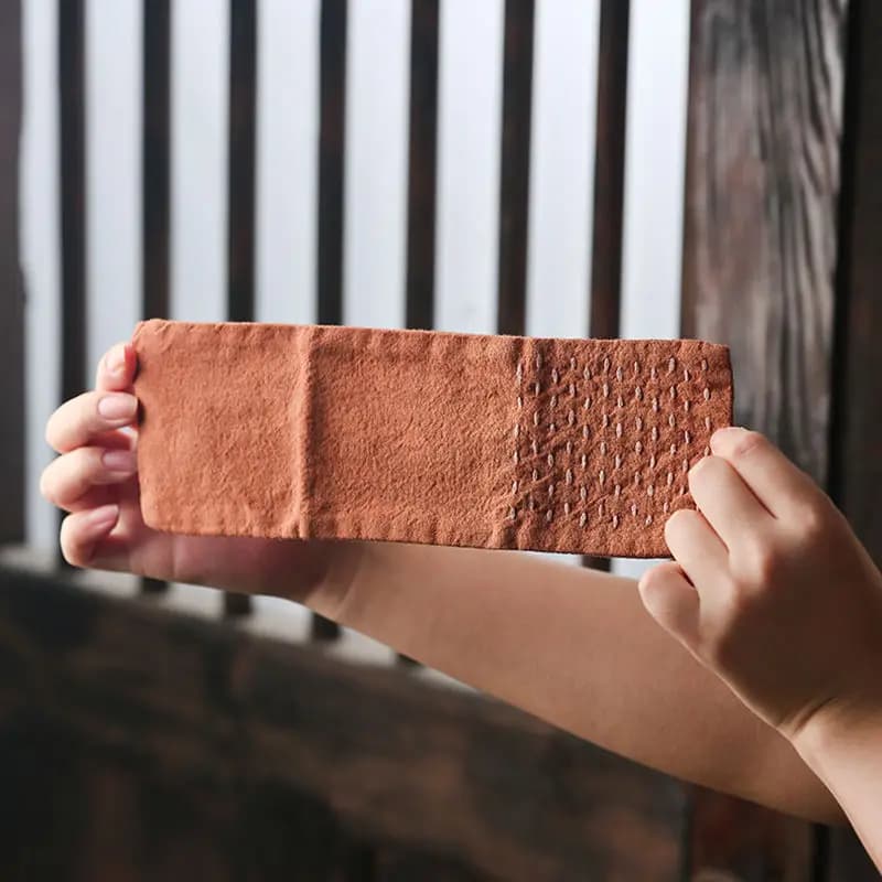 Japanese Style Hand Sewn Three Fold Water Absorbing Tea Towel Handmade Cotton Linen Tea Cloth Coaster Teapot Tea Towel ZF25